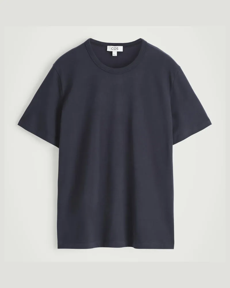 COS T-Shirt Aus Gebürsteter Baumwolle Blau