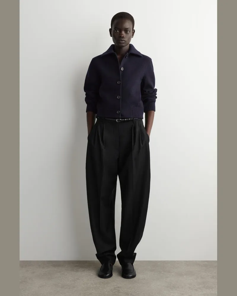 COS Jacke Aus Merinowolle Mit Geripptem Kragen Blau