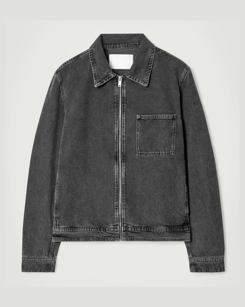 COS Kastenförmige Jeansjacke Mit Reissverschluss Schwarz