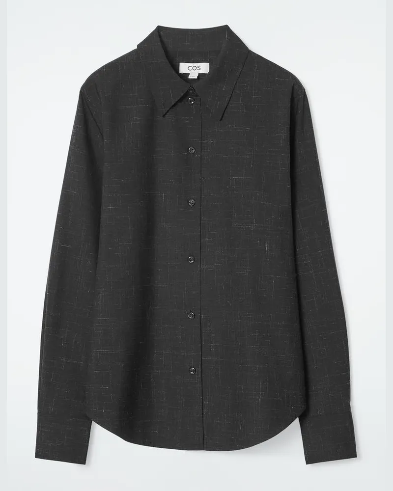 COS Normal Geschnittene Elegante Hemdjacke Aus Wolle Grau