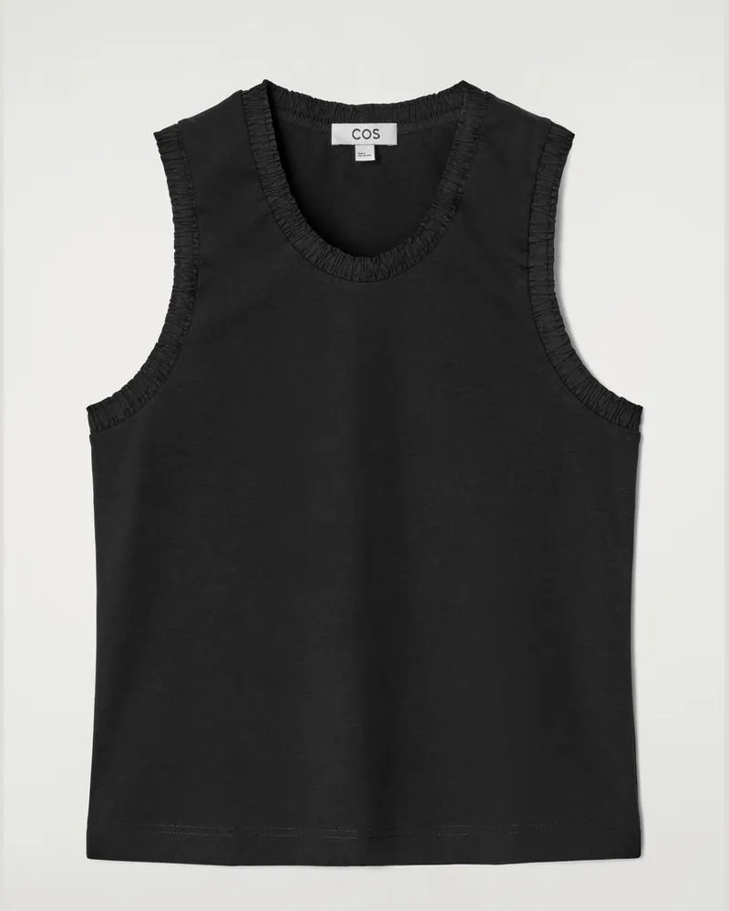 COS Tanktop Aus Baumwolle Mit Raffungen Schwarz