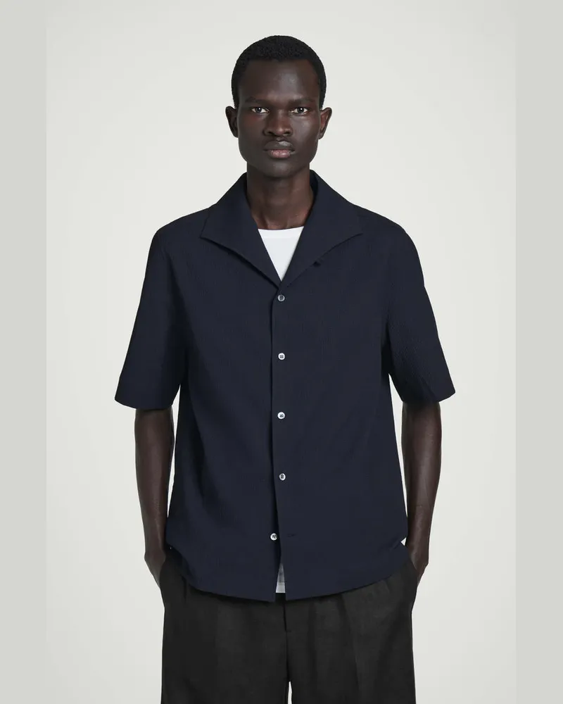 COS Hemd Aus Seersucker Mit Reverskragen Blau