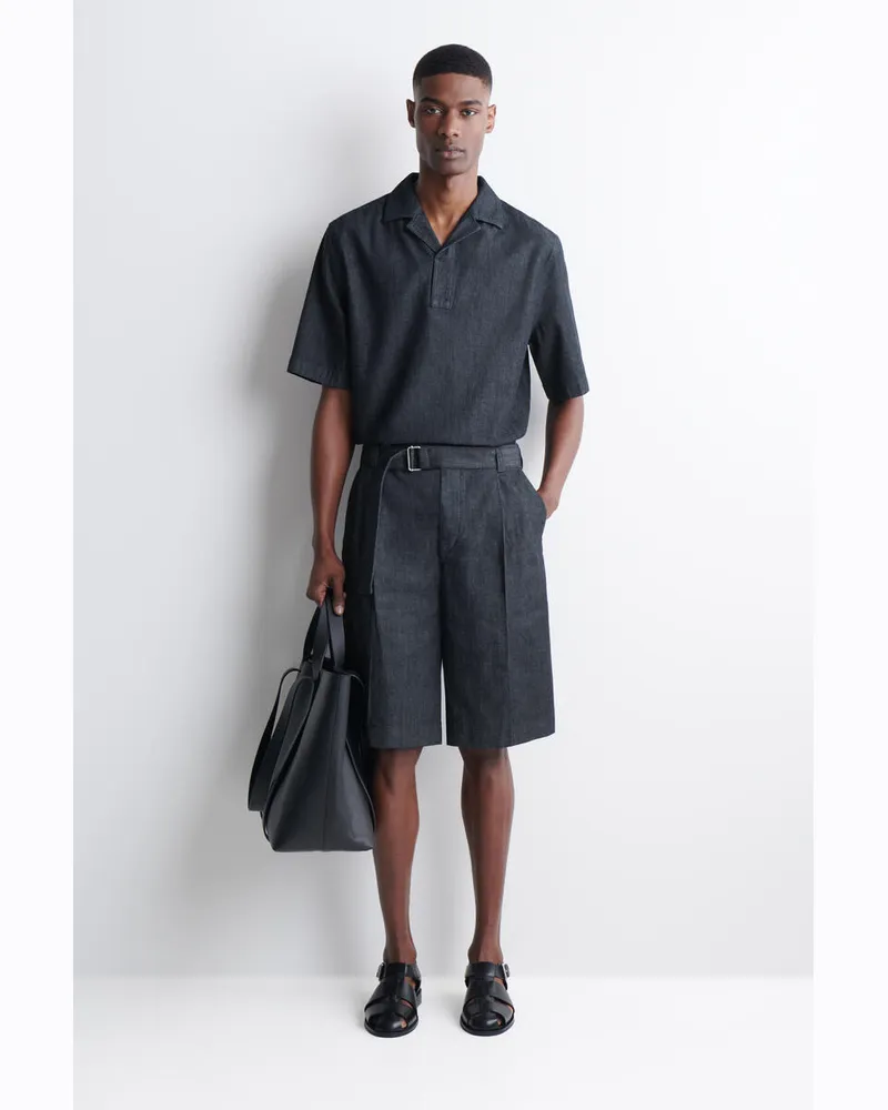 COS Jeansshorts Mit Weitem Bein Und Gürtel Blau