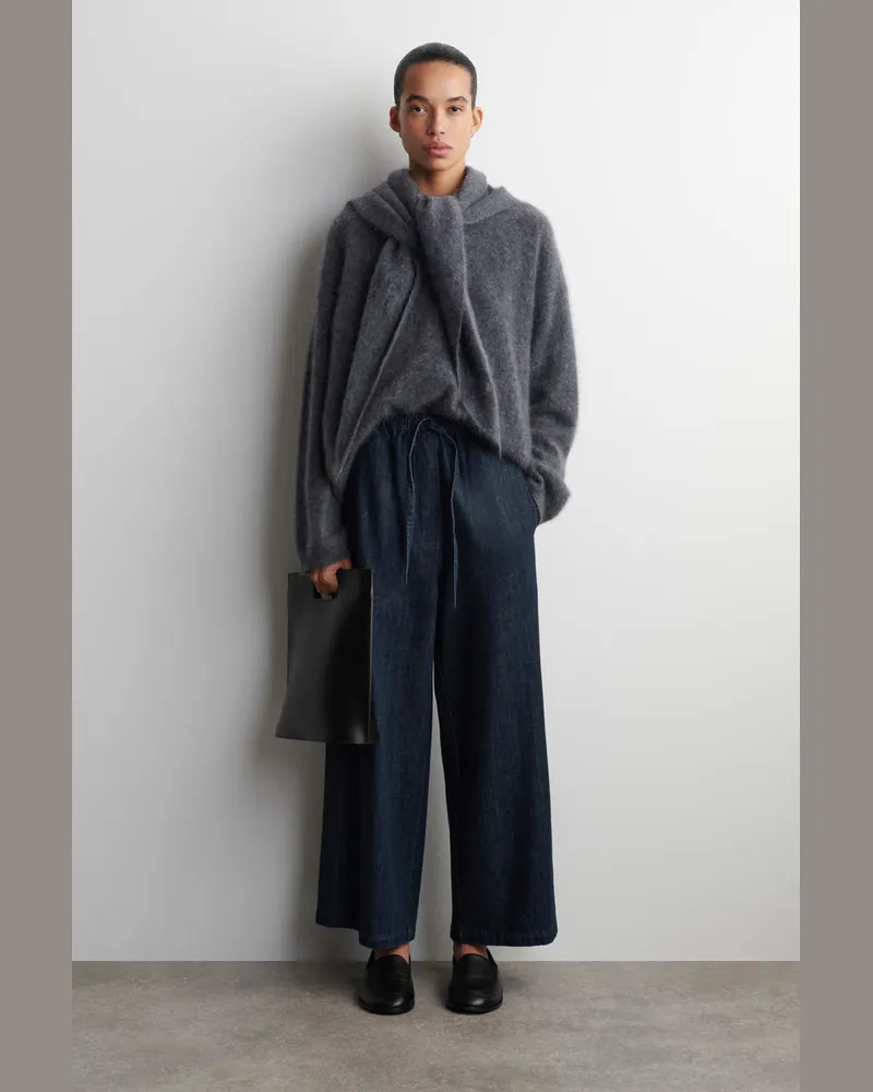 COS Verkürzte Hose Aus Denim Mit Weitem Bein Blau