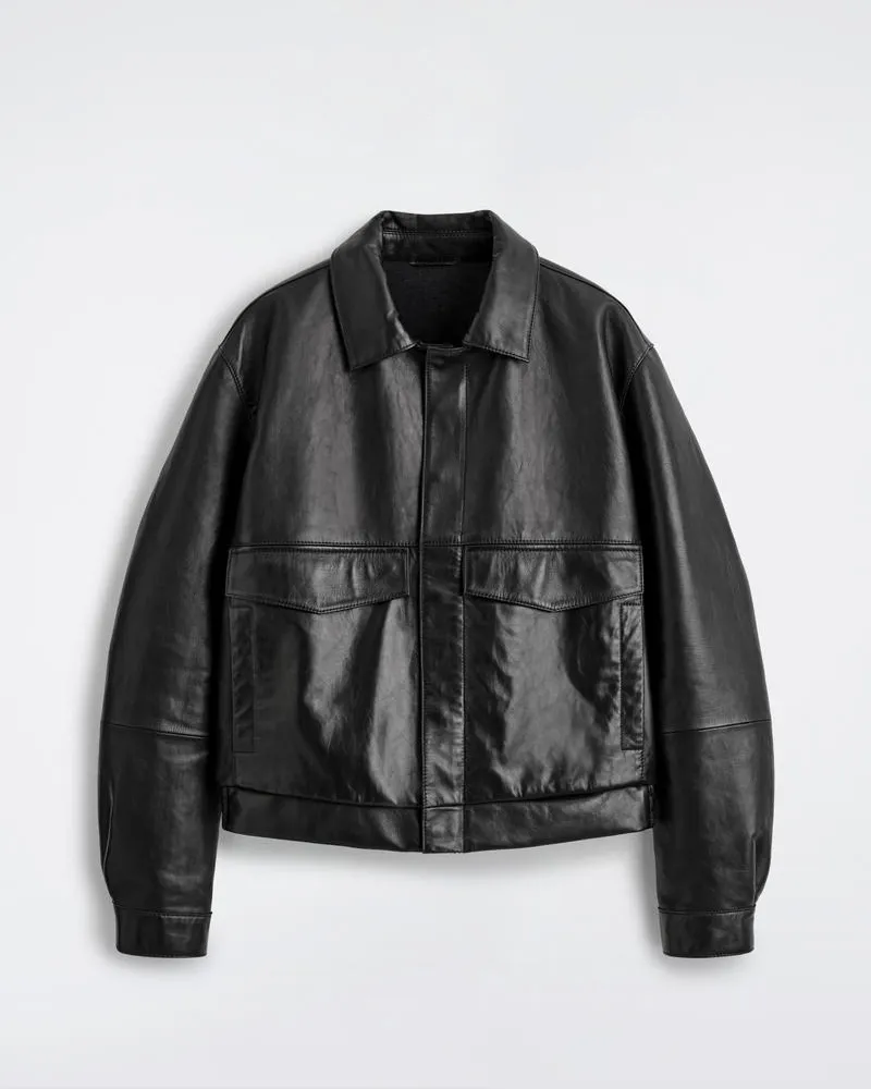 COS Blousonjacke Aus Leder Schwarz