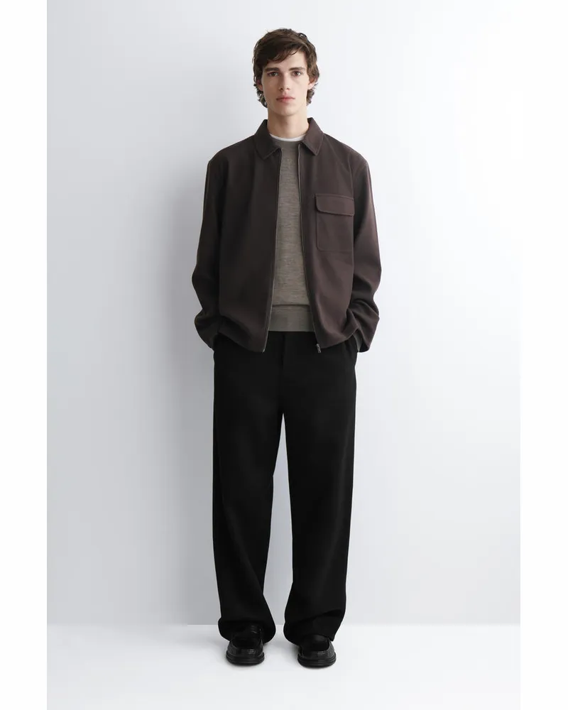 COS Hemdjacke Aus Cord-Jersey Mit Reissverschluss Braun