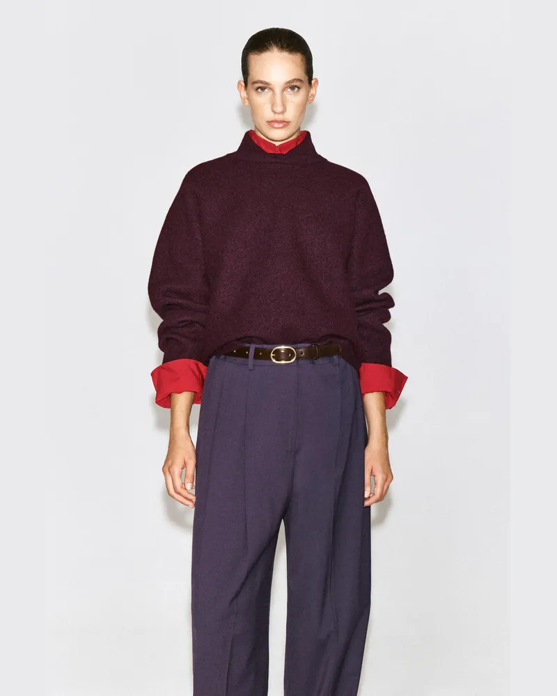 COS Pullover Aus Kochwolle Mit Mehrlagigem Kragen Rot
