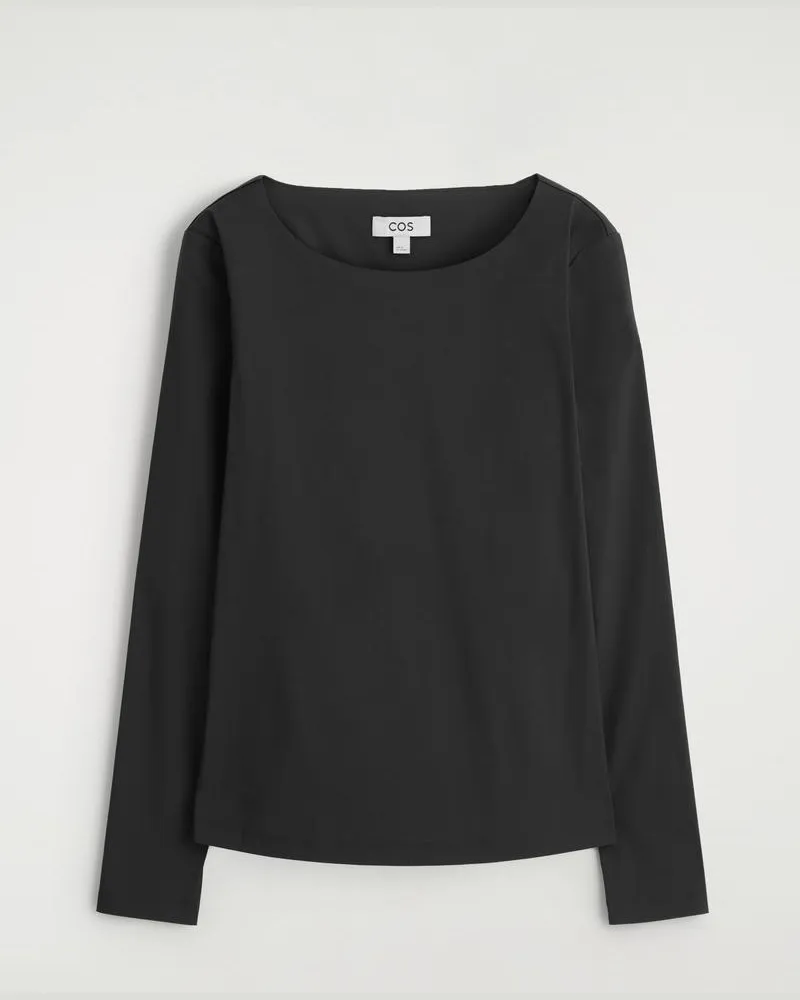 COS Langarmshirt Aus Baumwolle Schwarz