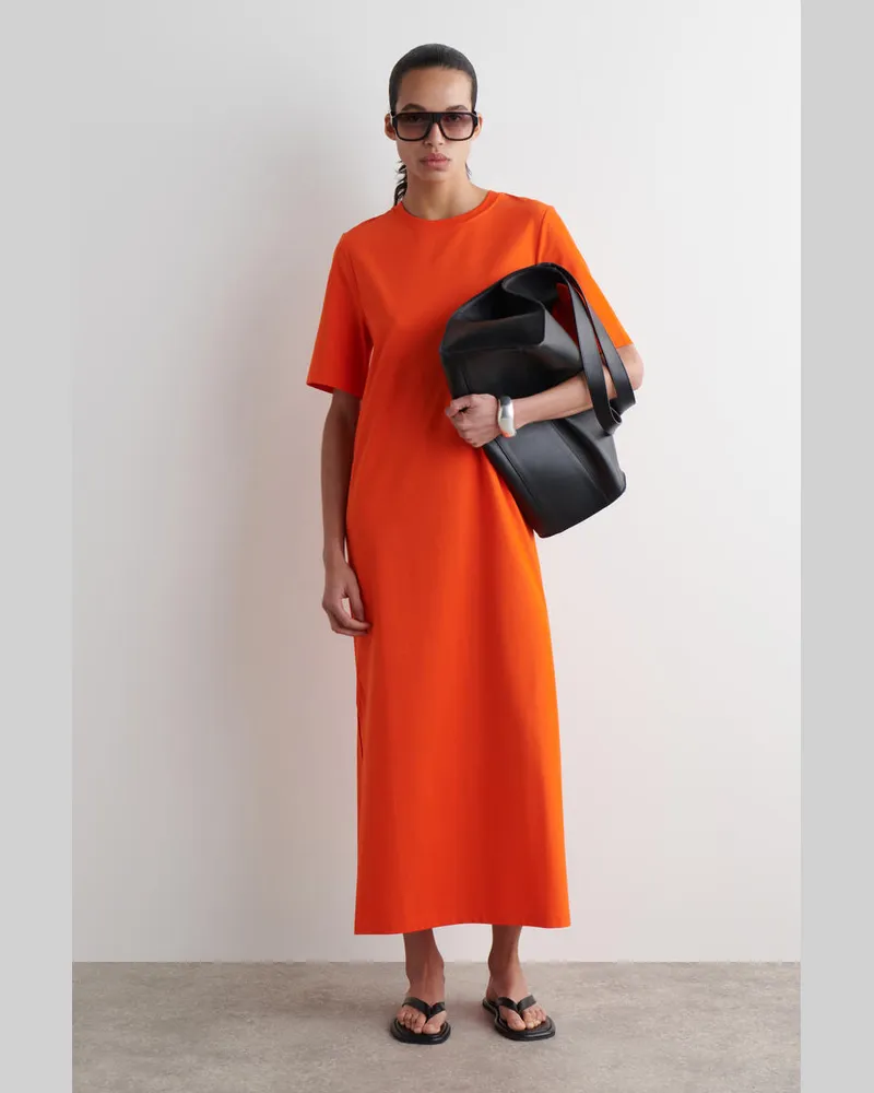 COS T-Shirt-Kleid Aus Baumwolle In Midilänge Orange