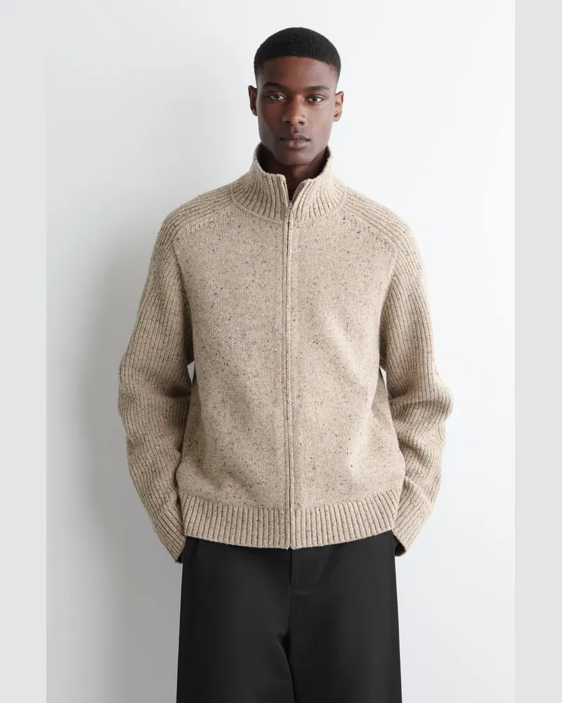 COS Strickjacke Aus Wolle Mit Donegal-Effekt Beige