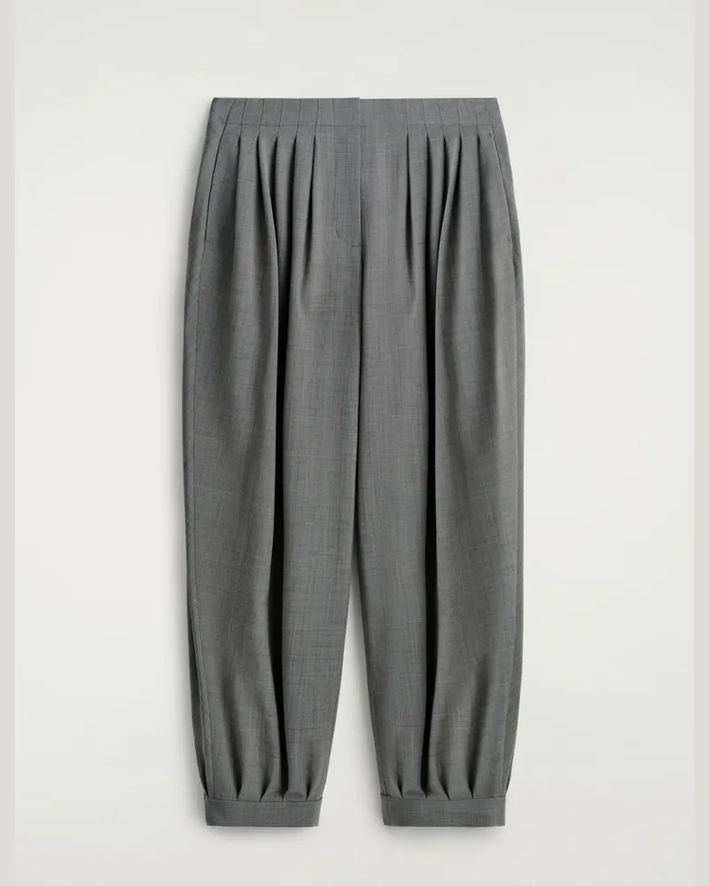 COS Hose Aus Wollmischung Mit Ballonbein Und Falten Grau
