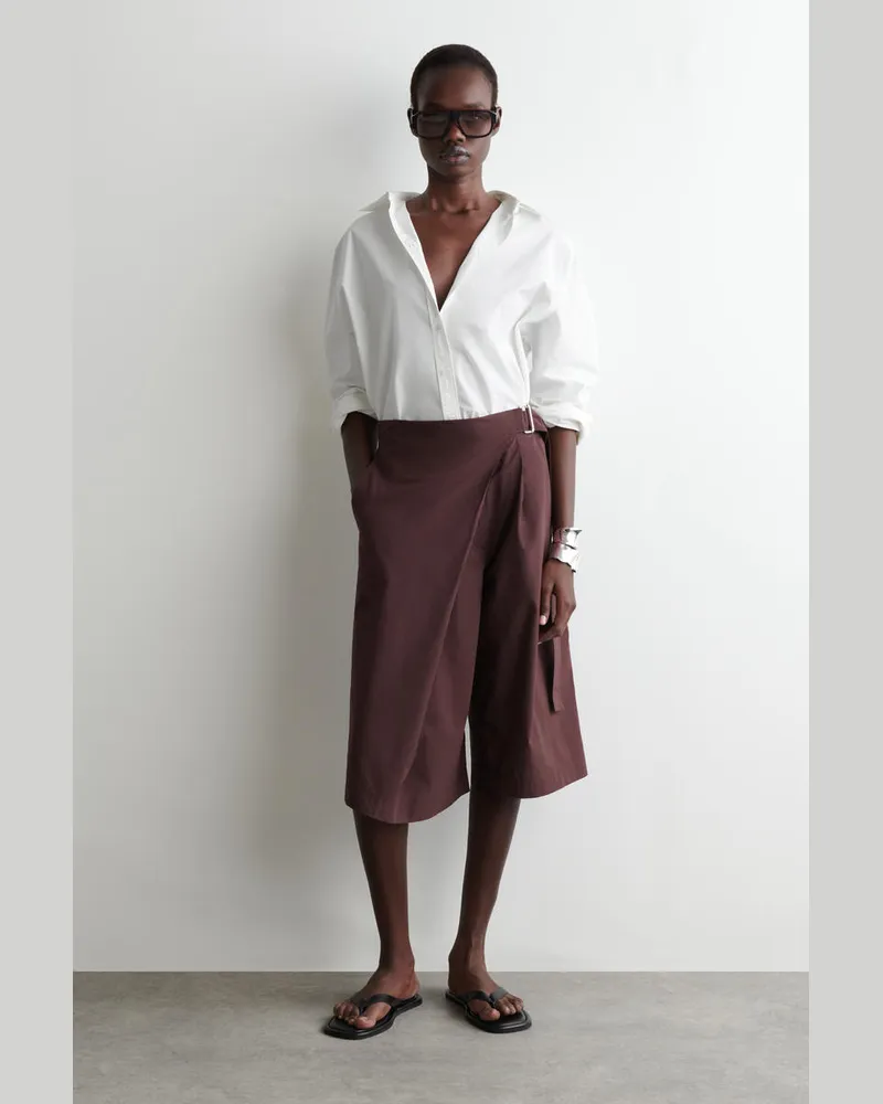 COS Shorts Aus Baumwolle Mit Gürtel Und Wickelfront Rot