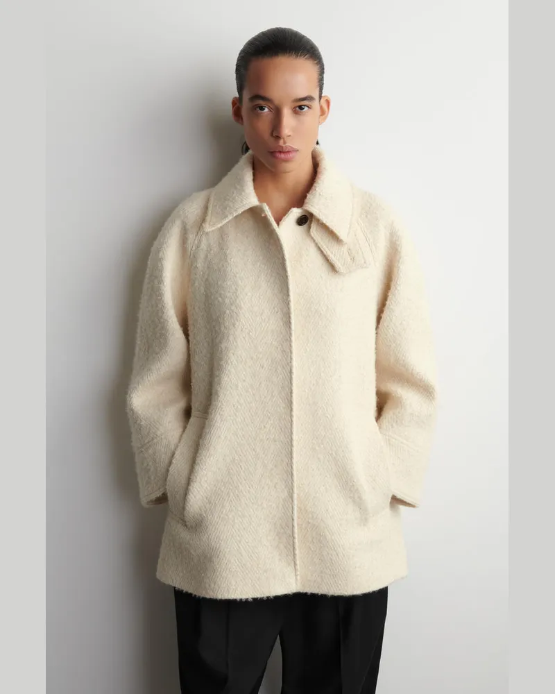 COS Kurzmantel Mit Kragen Und Fischgrätmuster Beige