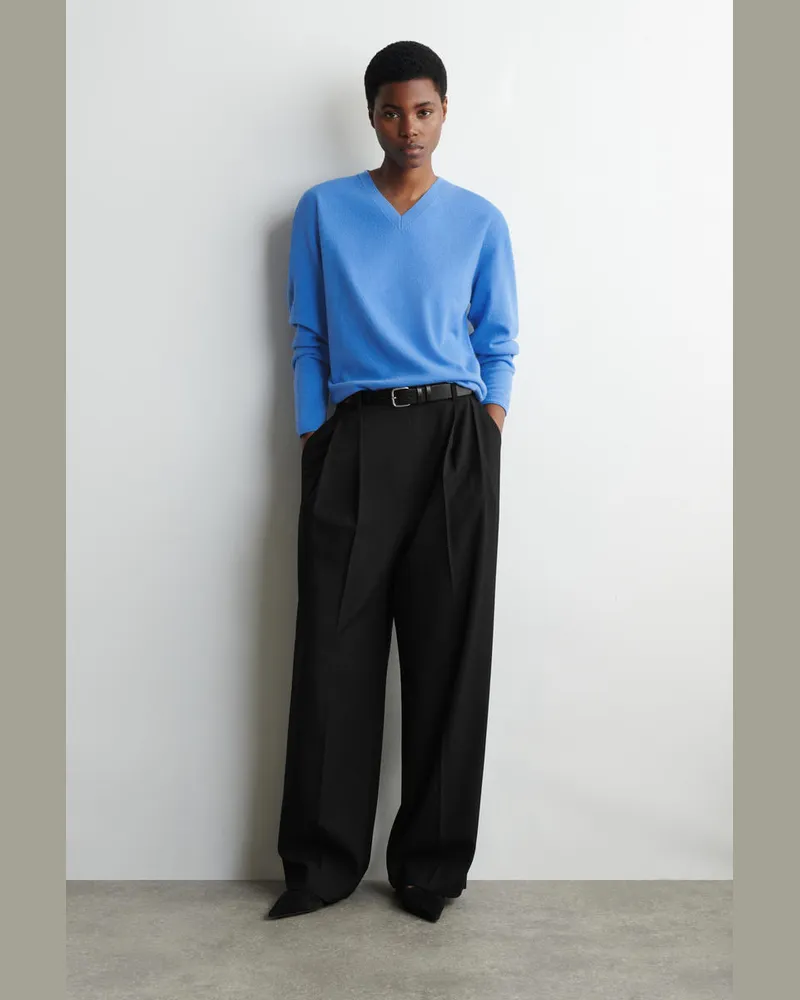 COS Lockere Hose Aus Twill Mit Weitem Bein Schwarz