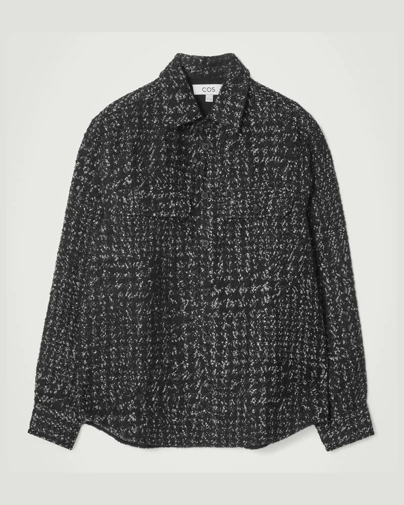 COS Bouclé-Hemdjacke Mit Hahnentrittmuster Schwarz
