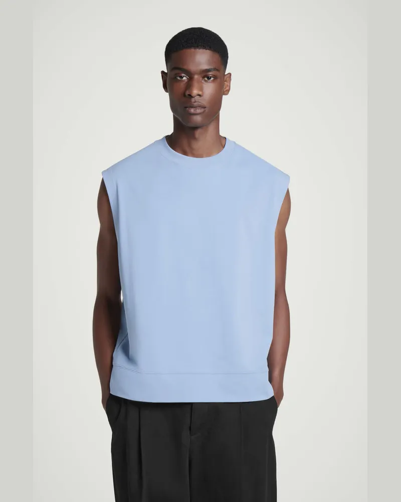 COS Lockeres Tanktop Aus Baumwoll-Crêpe Blau