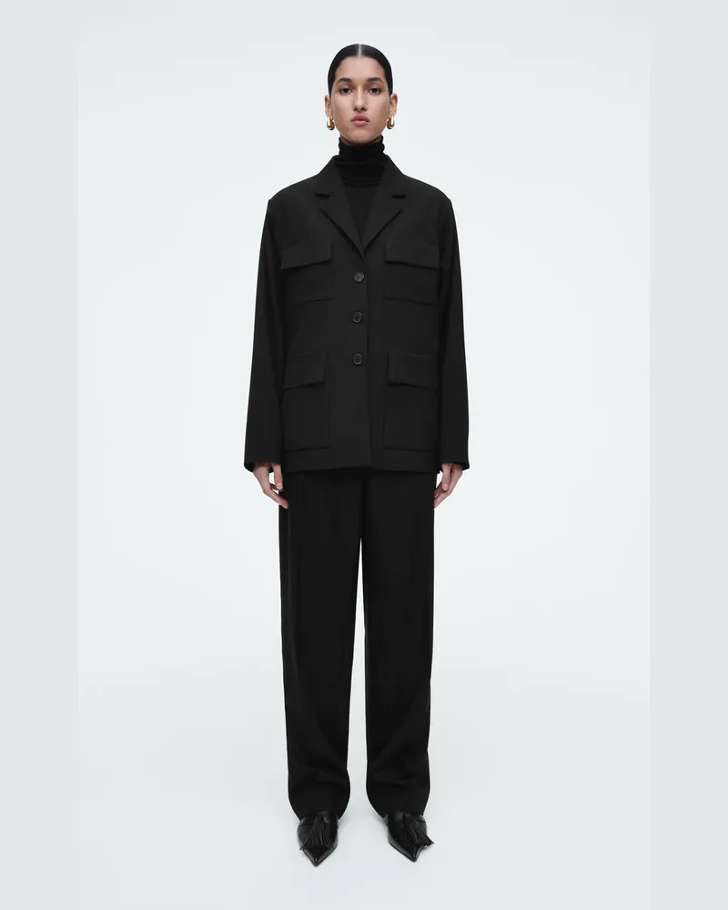 COS Loafers Aus Leder Mit Kitten-Heel Und Fransen Schwarz