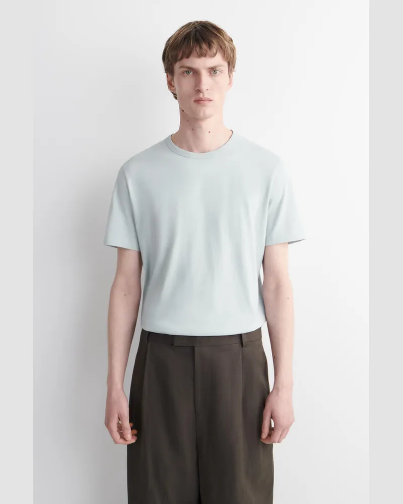 COS T-Shirt Aus Gebürsteter Baumwolle Blau