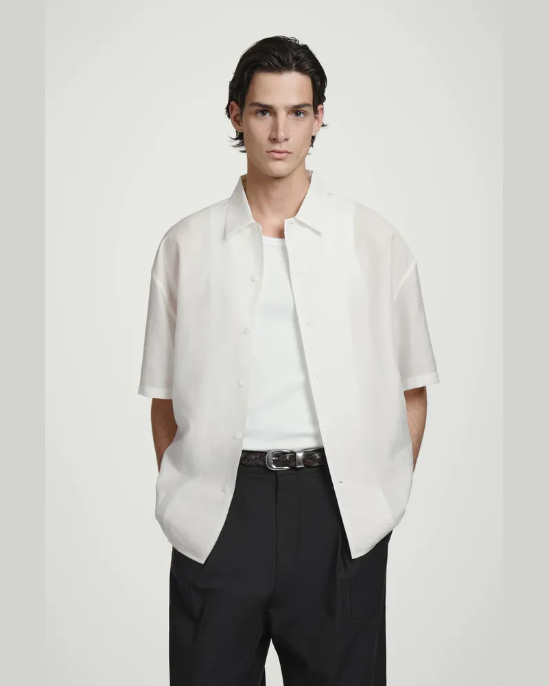 COS Lockeres Freizeithemd Mit Kurzen Ärmeln Und Print Weiß