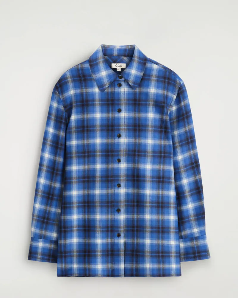 COS Kariertes Flanellhemd Blau
