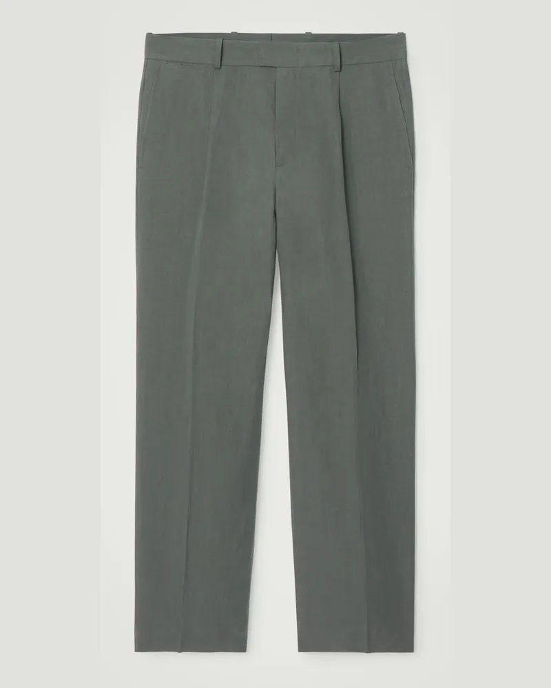 COS Leinenhose Mit Falten Und Geradem Bein Grün