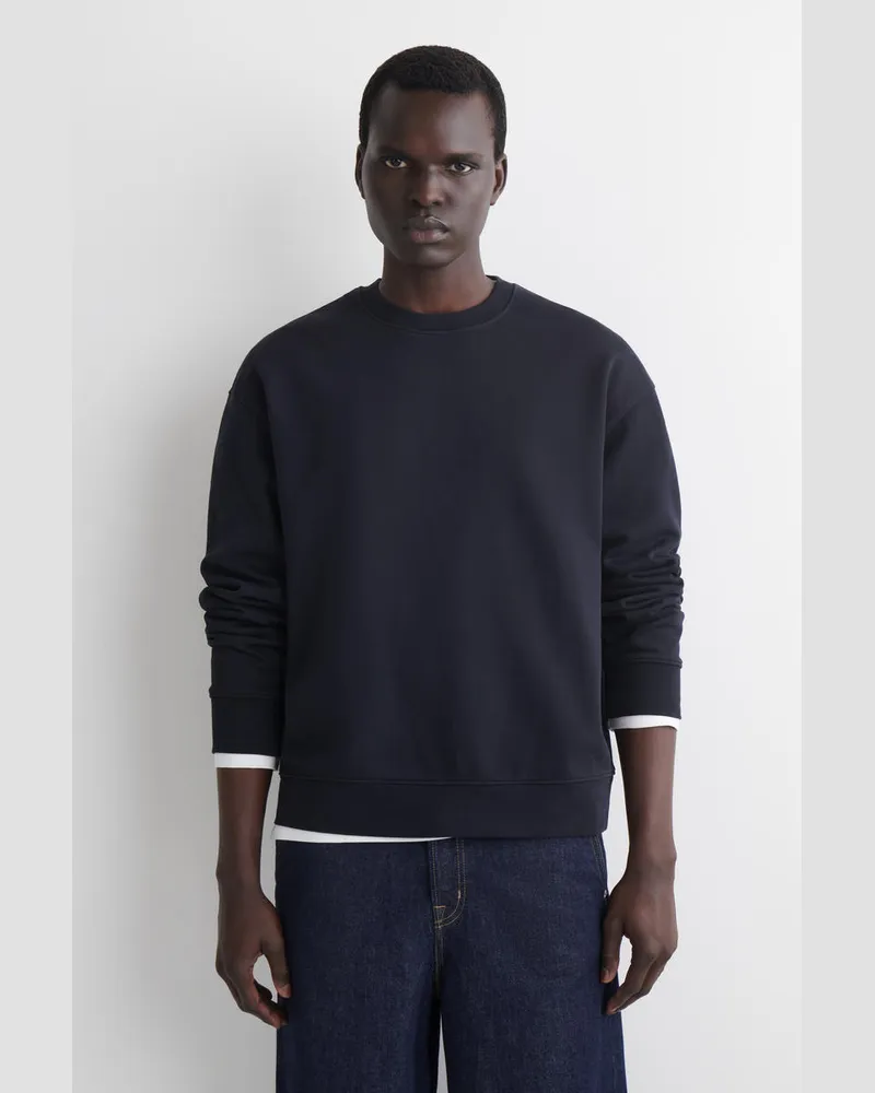 COS Sweatshirt Aus Vorgewaschener Baumwolle Blau