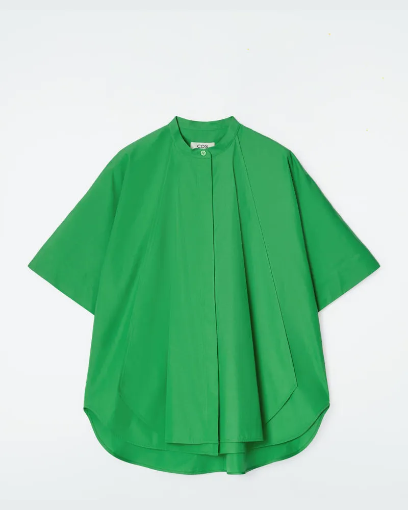 COS Oversized-Hemd Aus Baumwolle Mit Abgerundetem Saum Grün