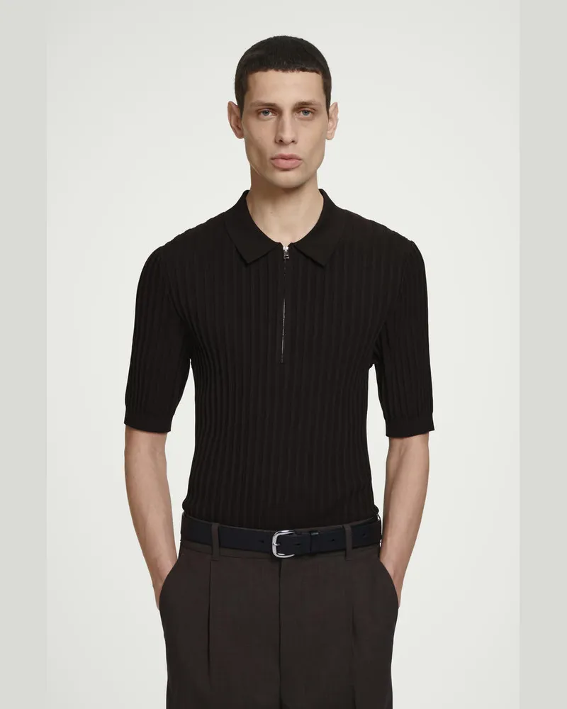 COS Poloshirt Aus Seiden-Baumwoll-Mix Braun