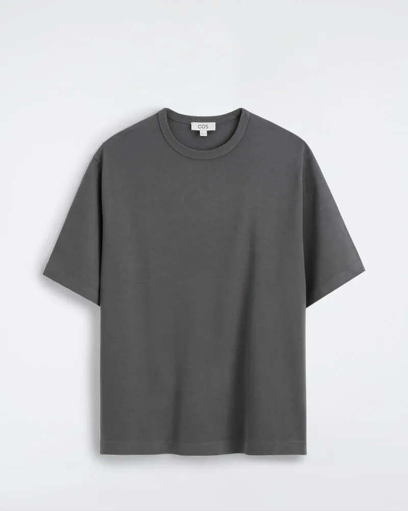 COS Lockeres T-Shirt Aus Stückgewaschener Baumwolle Grau