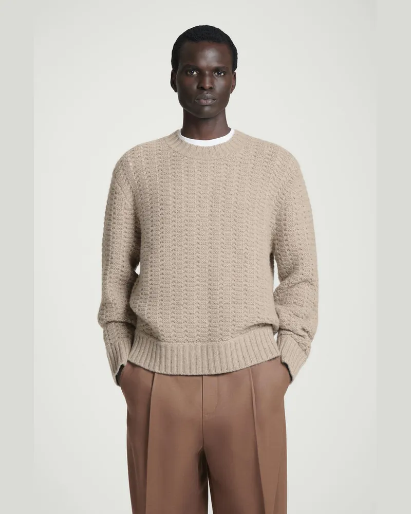 COS Lockerer Kaschmirpullover Mit Lochstrickmuster Beige