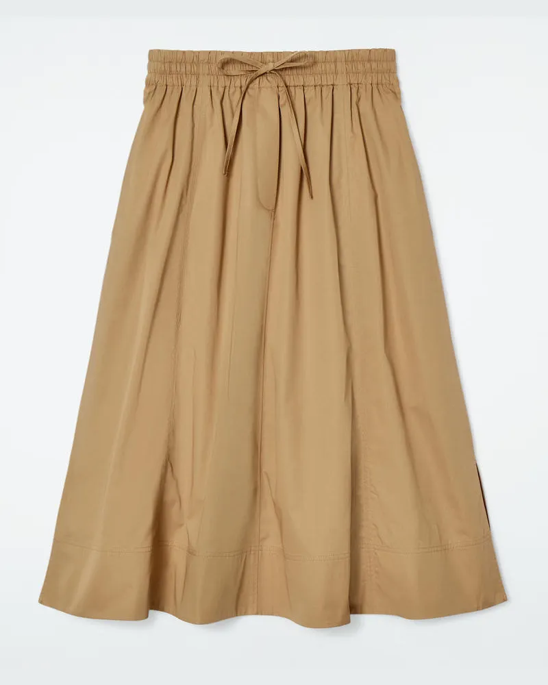 COS Midirock In A-Linie Mit Kordelzug Beige