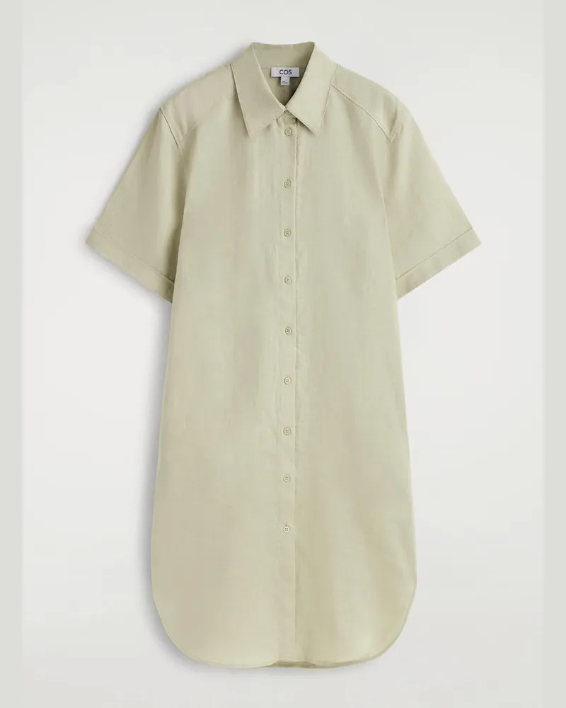 COS Hemdkleid Aus Leinen Mit Kurzen Ärmeln Beige