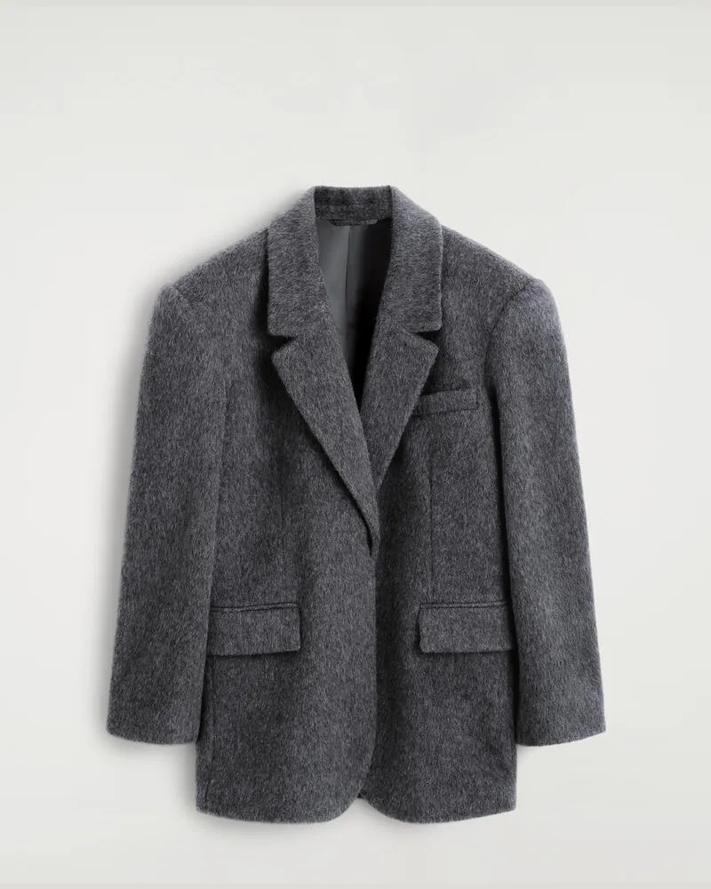 COS Blazer Aus Gebürsteter Wolle Grau