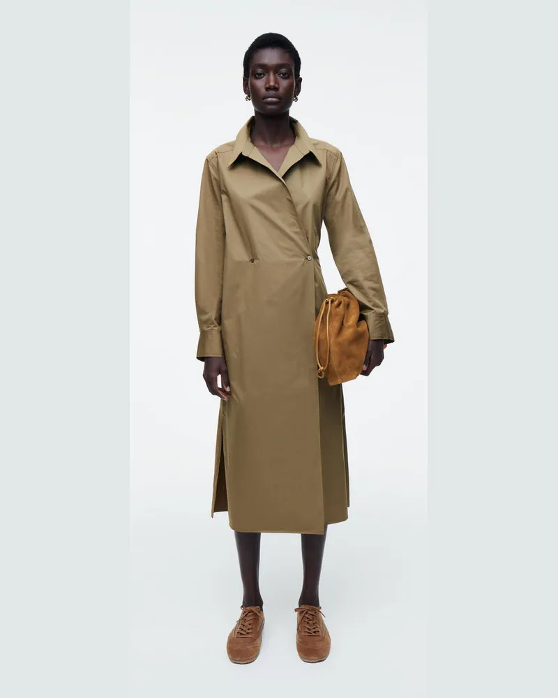 COS Doppelreihiges Hemdkleid In Midilänge Grün