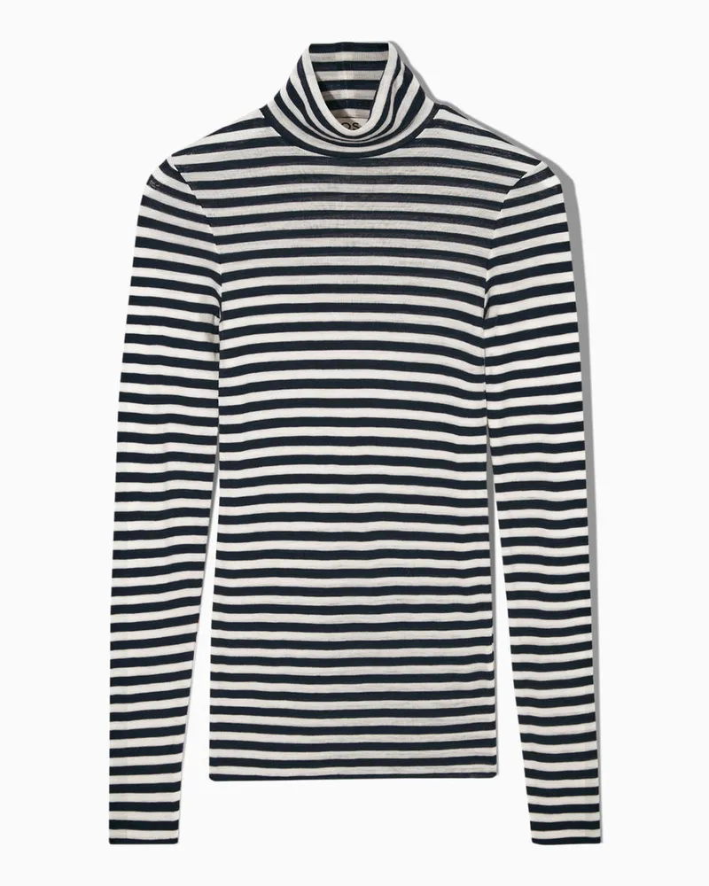 COS Rollkragenoberteil Aus Merinowolle Blau