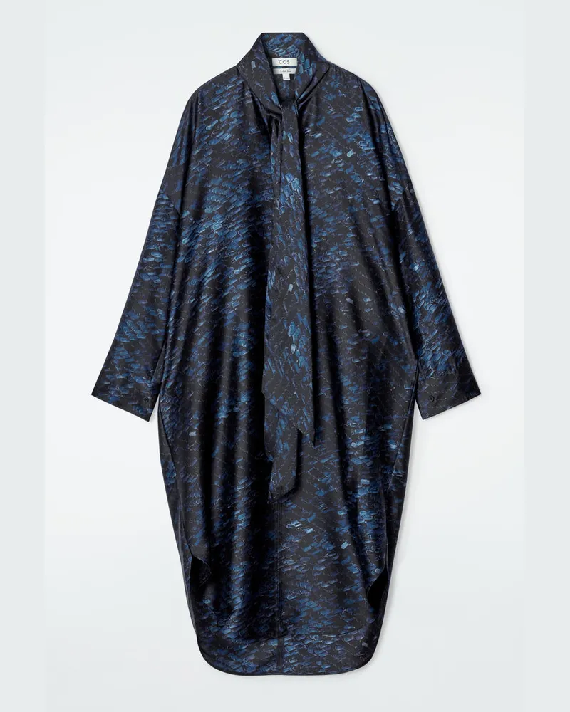 COS Bedrucktes Midikleid Mit Schaldetail Blau