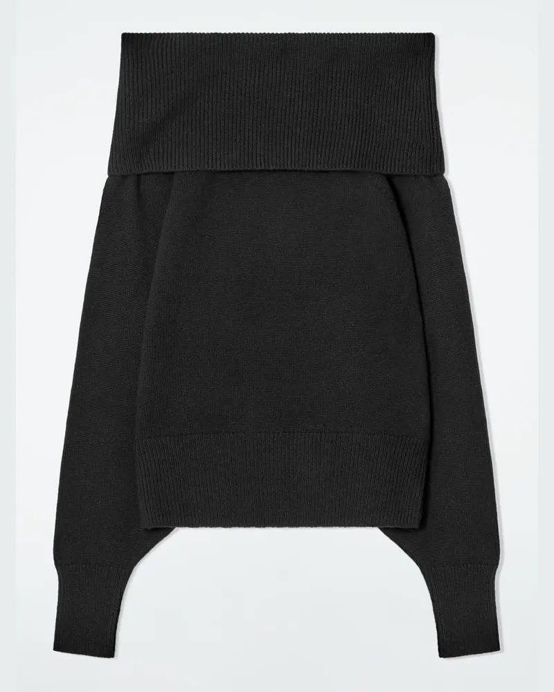 COS Schulterfreier Pullover Aus Merinowolle Schwarz