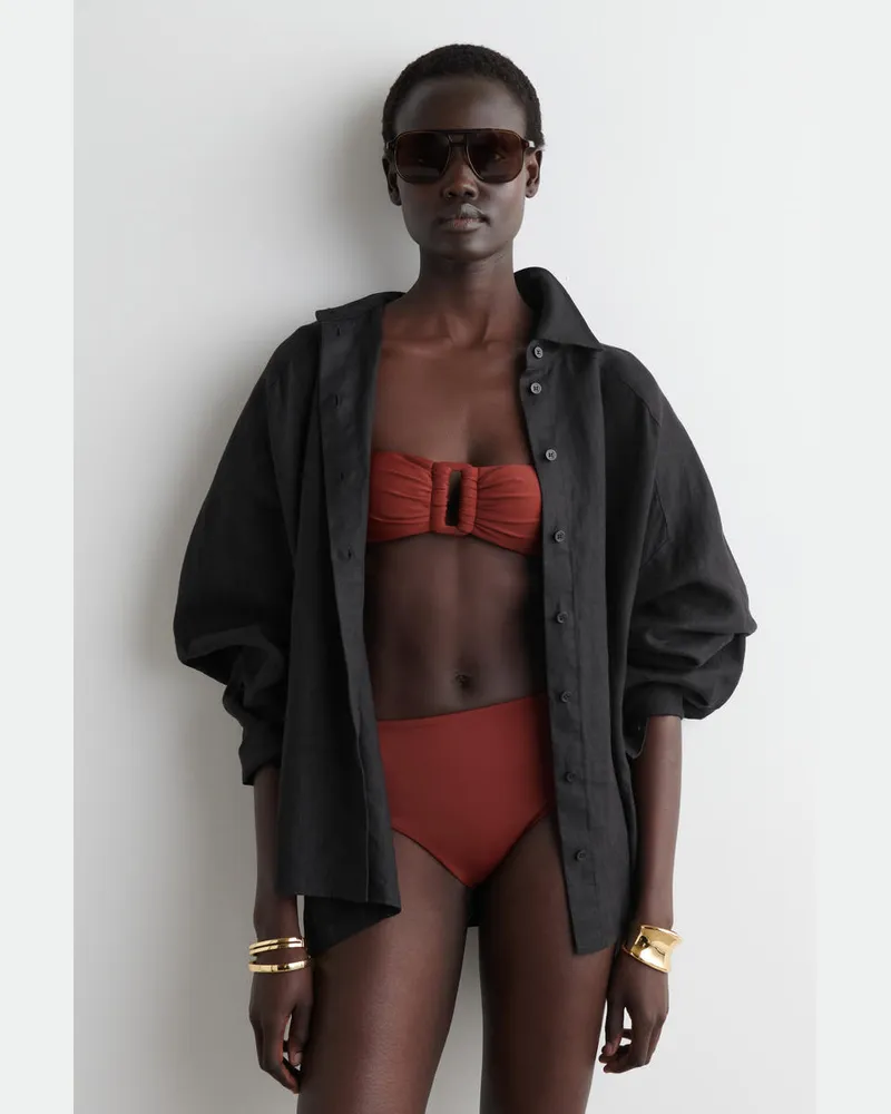 COS Bandeau-Bikinioberteil Mit Raffung Rot