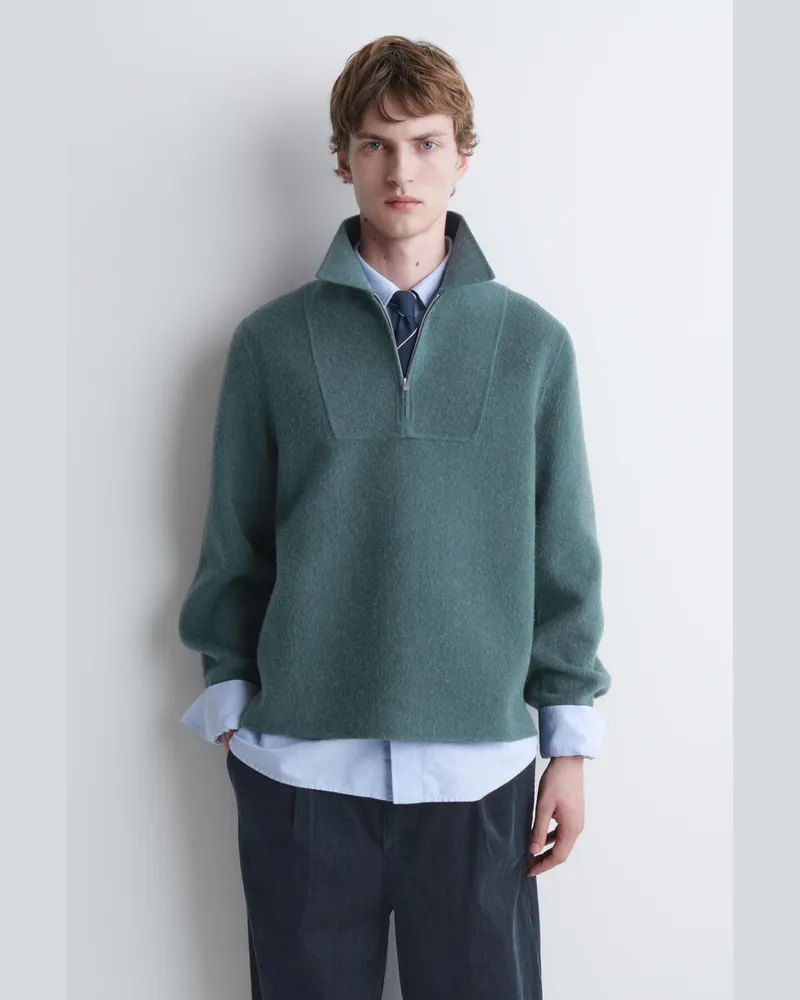 COS Hemdjacke Aus Doubleface-Woll-Mix Türkis