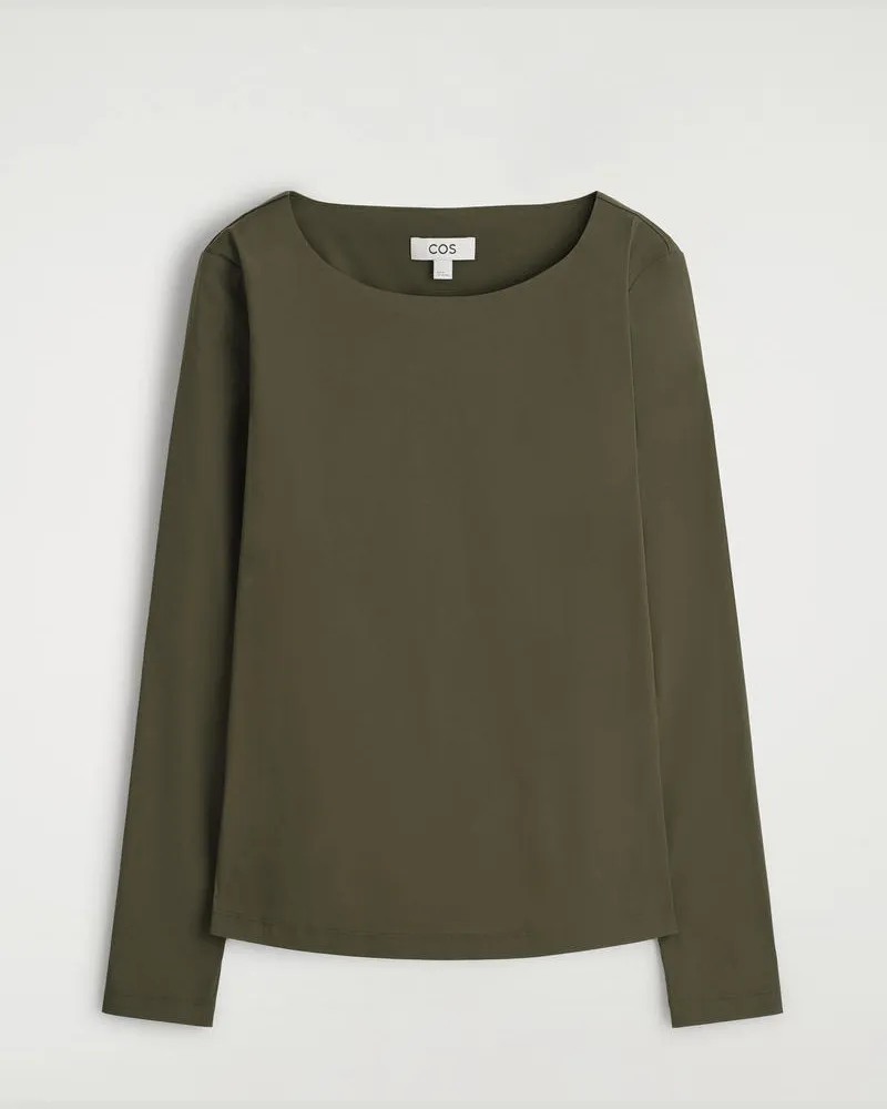 COS Langarmshirt Aus Baumwolle Grün