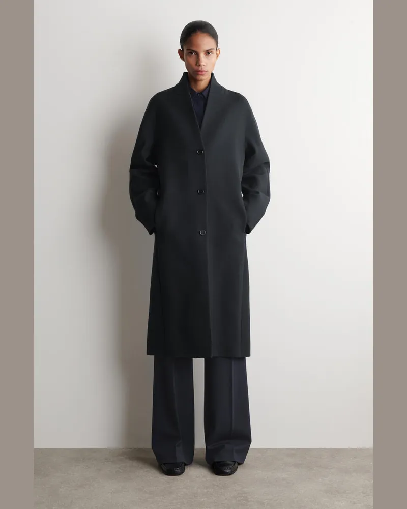 COS Kragenloser Mantel Aus Woll-Twill Grau