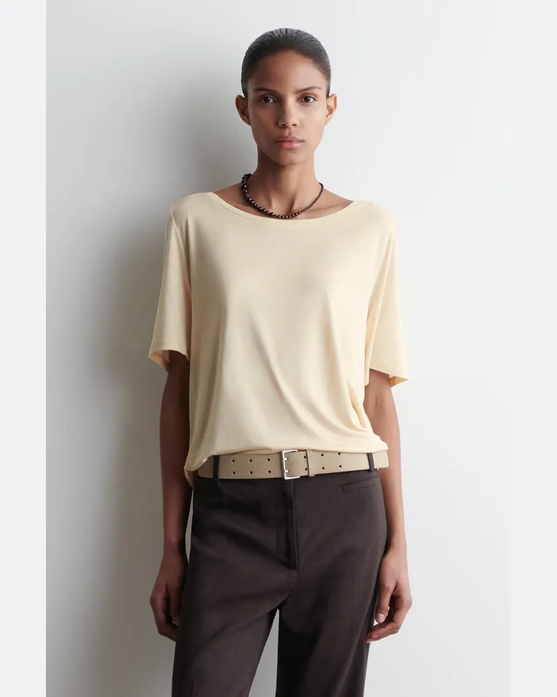 COS Lockeres T-Shirt Mit Tiefem Ausschnitt Beige