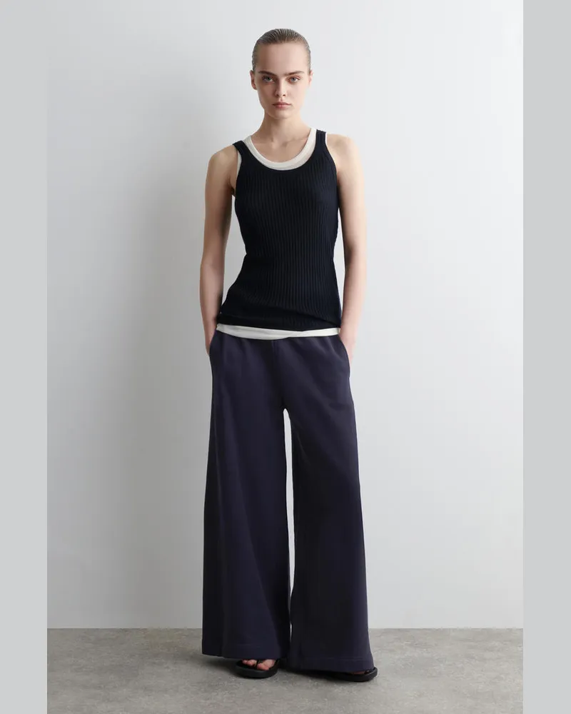 COS Jogginghose Aus Gebürsteter Baumwolle Blau