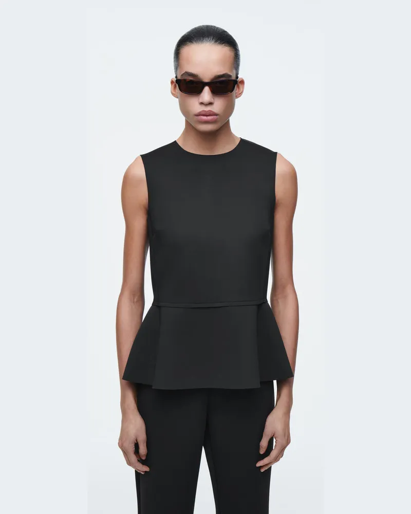 COS Tanktop Aus Scuba Mit Schösschen Schwarz