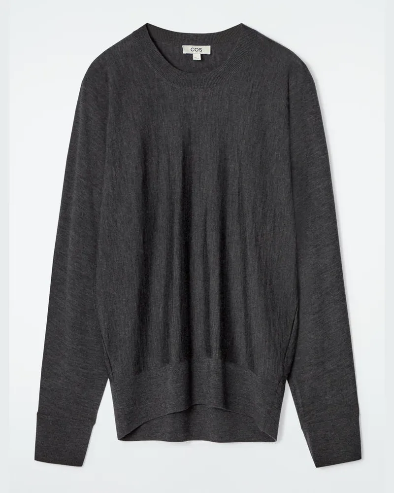 COS Abgerundeter Pullover Aus Merinowolle Grau