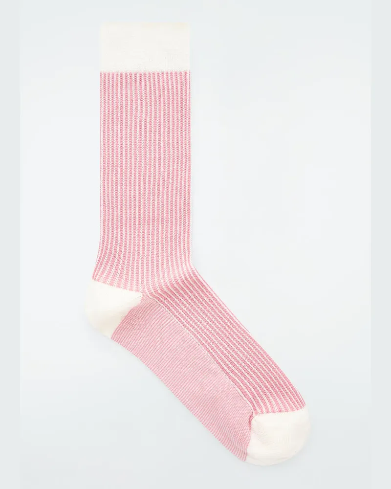 COS Gestreifte Socken Aus Rippstrick Rosa