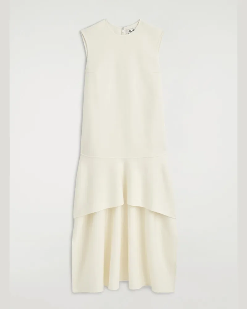 COS Kleid Aus Doubleface-Wolle Mit Tiefer Taille Weiß