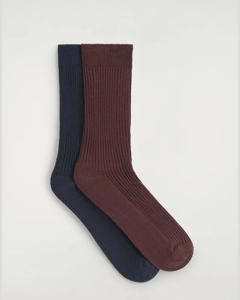 COS 2Er-Pack Gerippte Socken Rot
