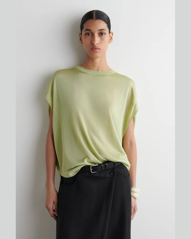 COS Rund Geschnittenes Gestricktes T-Shirt Grün