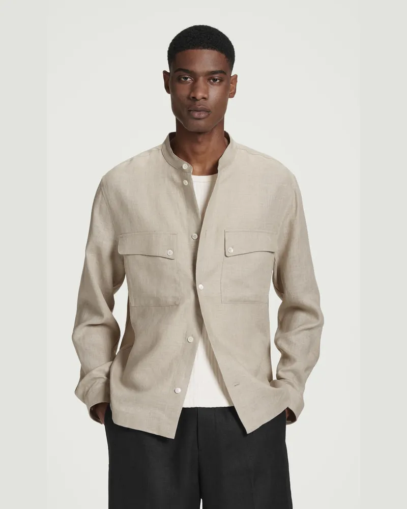 COS Hemdjacke Aus Leinen Mit Grandad-Kragen Beige